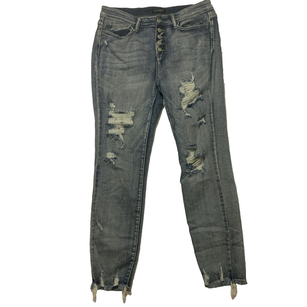 Judy Blue Womens‎ 13/31 Lt Wash Button Fly Distressed Skinny Jeans JB82311LT